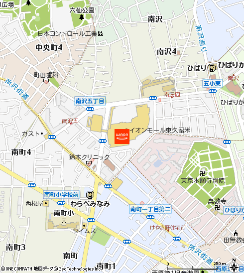 イオン東久留米店付近の地図